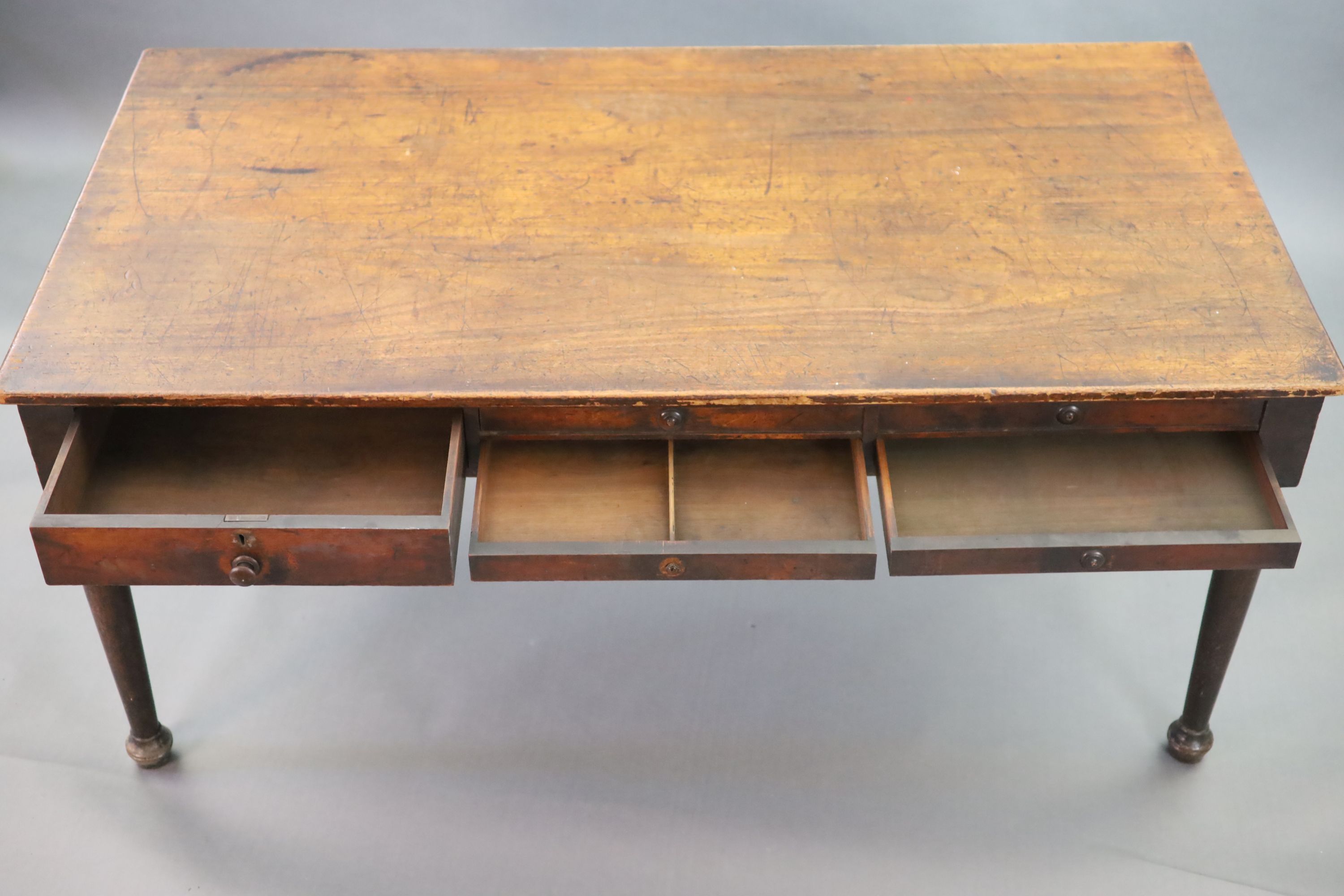 A late Victorian mahogany library table, W.168cm. D90cm H.75cm